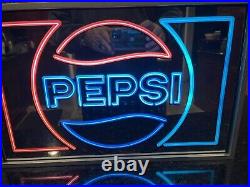 Vintage Pepsi Logo Advertisement Lighted Sign Faux Neon Light Wall Mounts
