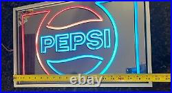 Vintage Pepsi Logo Advertisement Lighted Sign Faux Neon Light Wall Mounts