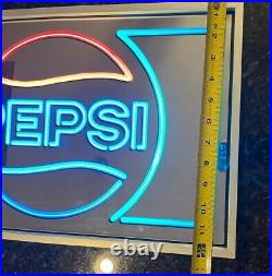 Vintage Pepsi Logo Advertisement Lighted Sign Faux Neon Light Wall Mounts