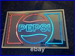 Vintage Pepsi Logo Advertisement Lighted Sign Faux Neon Light Wall Mounts