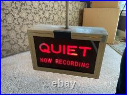 Vintage Quiet Now Recording Studio Sign (Original 1950's or 60's) No Reserve