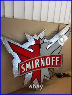 Vintage RARE Smirnoff Vodka EAGLE LOGO Neon Lighted Bar Sign 31 x 24