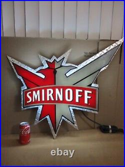 Vintage RARE Smirnoff Vodka EAGLE LOGO Neon Lighted Bar Sign 31 x 24