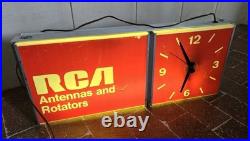 Vintage RCA Hanging Lighted Sign Clock 25×10×4 See VIDEO