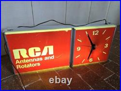 Vintage RCA Hanging Lighted Sign Clock 25×10×4 See VIDEO