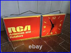 Vintage RCA Hanging Lighted Sign Clock 25×10×4 See VIDEO