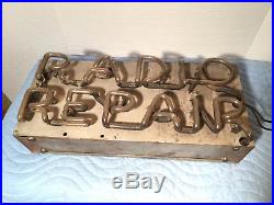 Vintage Radio Repair Shop Neon Sign