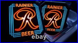 Vintage Rainier Beer Lighted Bar Sign Wall Hanging Brewery Man Cave Neon Style