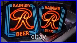 Vintage Rainier Beer Lighted Bar Sign Wall Hanging Brewery Man Cave Neon Style