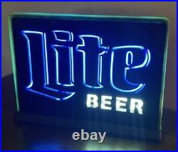 Vintage Rare 10 X 8 Miller Lite Light Up Tabletop Beer Neon Electriglas Sign