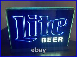 Vintage Rare 10 X 8 Miller Lite Light Up Tabletop Beer Neon Electriglas Sign