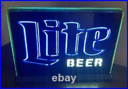 Vintage Rare 10 X 8 Miller Lite Light Up Tabletop Beer Neon Electriglas Sign