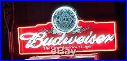 Vintage Rare 4 foot Budweiser The Great American Lager Neon Beer Sign Excellent