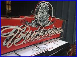 Vintage Rare 4 foot Budweiser The Great American Lager Neon Beer Sign Excellent