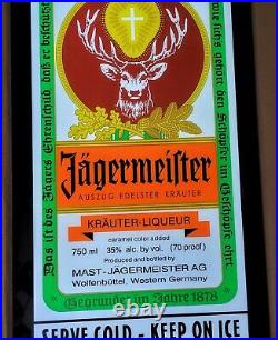 Vintage Rare Jagermeister Light-Up Wall Mountable Slim Neon Bar Sign NEW TC