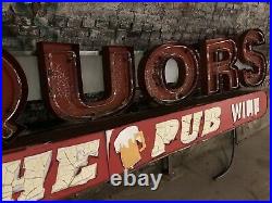 Vintage Red Neon LIQUOR Store BAR Restaurant Metal Letter Advertising Sign