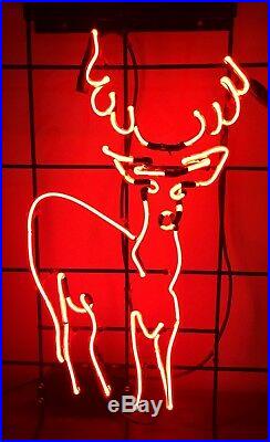 Vintage Reindeer Neon, wall mount or window mount, Rudolph, Christmas sign
