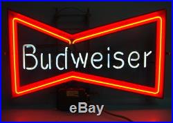 Vintage Retro ElectricBudweiser Beer Bow Tie Mancave Neon Light Bar Decor Sign