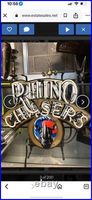 Vintage Rhino Chasers Beer Neon Sign Bar Man Cave Breweriana Advertising