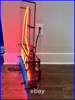 Vintage Rollerblade Inline Skate Logo Glass Neon Sign Red Blue Metal Frame