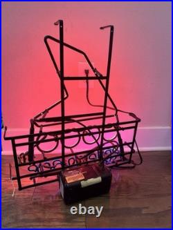 Vintage Rollerblade Inline Skate Logo Glass Neon Sign Red Blue Metal Frame
