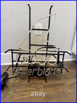 Vintage Rollerblade Inline Skate Logo Glass Neon Sign Red Blue Metal Frame