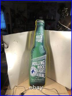 Vintage Rolling Rock Light beer mock neon Lighted sign, Latrobe, PA