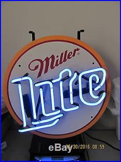 Vintage Round Miller Lite Neon Sign