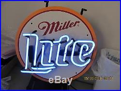 Vintage Round Miller Lite Neon Sign