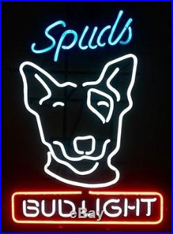 Vintage SPUDS MacKenzie Bud Light Neon Store Display Sign 17''14'