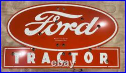 Vintage SSPN Ford Tractor Neon Skin Gas & Oil Porcelain Enamel Sign 48x28.5
