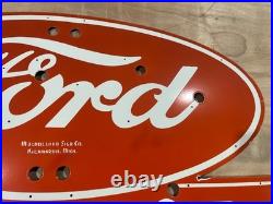 Vintage SSPN Ford Tractor Neon Skin Gas & Oil Porcelain Enamel Sign 48x28.5