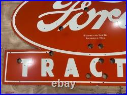 Vintage SSPN Ford Tractor Neon Skin Gas & Oil Porcelain Enamel Sign 48x28.5