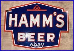 Vintage SSPN Hamm's Beer Neon Gas & Oil Porcelain Enamel Sign 48x36