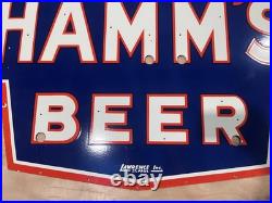 Vintage SSPN Hamm's Beer Neon Gas & Oil Porcelain Enamel Sign 48x36