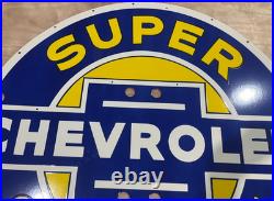 Vintage SSPN Super Chevrolet Neon Gas & Oil Porcelain Enamel Sign 48x42