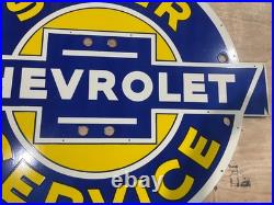 Vintage SSPN Super Chevrolet Neon Gas & Oil Porcelain Enamel Sign 48x42