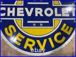 Vintage SSPN Super Chevrolet Neon Gas & Oil Porcelain Enamel Sign 48x42