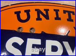 Vintage SSPN United Motors Service Neon Gas & Oil Porcelain Enamel Sign 48x28.5