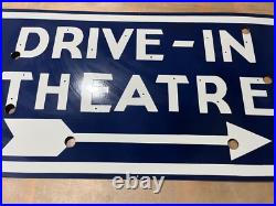 Vintage SSP Drive-In Theatre Neon Skin Gas & Oil Porcelain Enamel Sign 42x24