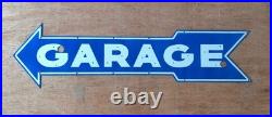 Vintage SSP Garage Arrow Neon Skin Gas & Oil Porcelain Enamel Sign 48x13.25