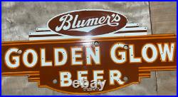 Vintage SSP Golden Glow Beer Neon Skin Gas & Oil Porcelain Enamel Sign 48x24