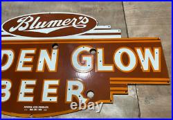 Vintage SSP Golden Glow Beer Neon Skin Gas & Oil Porcelain Enamel Sign 48x24