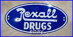 Vintage SSP Rexall Drugs Neon Skin Gas & Oil Porcelain Enamel Sign Vintage SSP Rexall Drugs Neon Skin Gas & Oil Porcelain Enamel Sign
