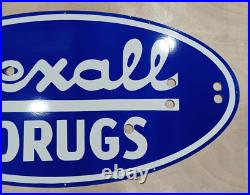 Vintage SSP Rexall Drugs Neon Skin Gas & Oil Porcelain Enamel Sign 48x24