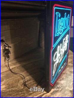 Vintage Schlitz Beer Lighted Neon Sign Bar Light Malt Liquor Bull 20.5x15.5x5