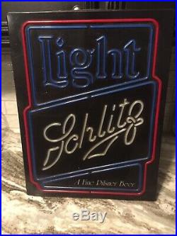 Vintage Schlitz Beer Lighted Neon Sign Bar Light Malt Liquor Bull 20.5x15.5x5