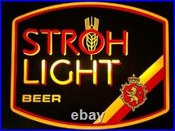 Vintage Stroh's Beer Neon Light Up Bar Sign 20X16in Detroit Michigan Advertising