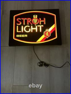 Vintage Stroh's Beer Neon Light Up Bar Sign 20X16in Detroit Michigan Advertising