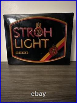 Vintage Stroh's Beer Neon Light Up Bar Sign 20X16in Detroit Michigan Advertising